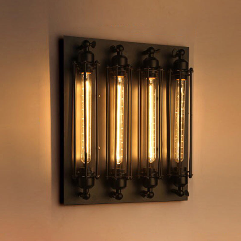 Industrial 1 / 2 / 3 / 4 - Light Wall Mounted Light - Wrought Iron Tube Wall Light