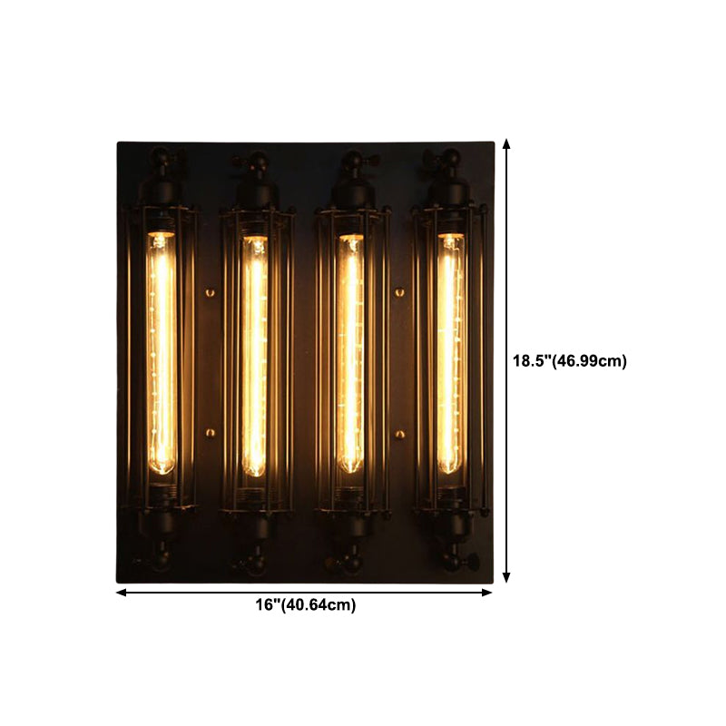 Industrial 1 / 2 / 3 / 4 - Light Wall Mounted Light - Wrought Iron Tube Wall Light