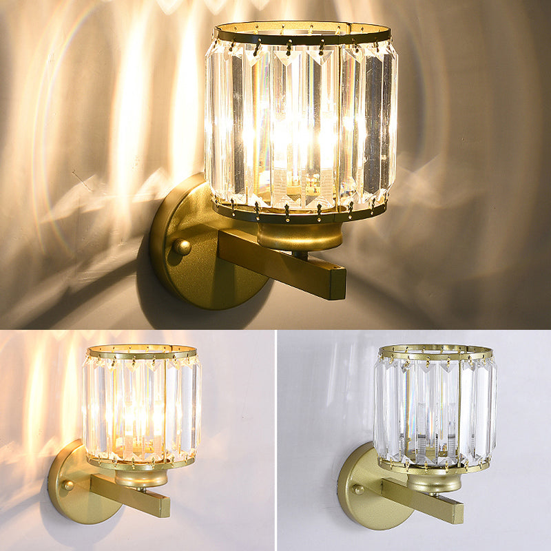 Crystal Half Cylinder Shape Wall Light Modern 1 Light Wall Light Sconce