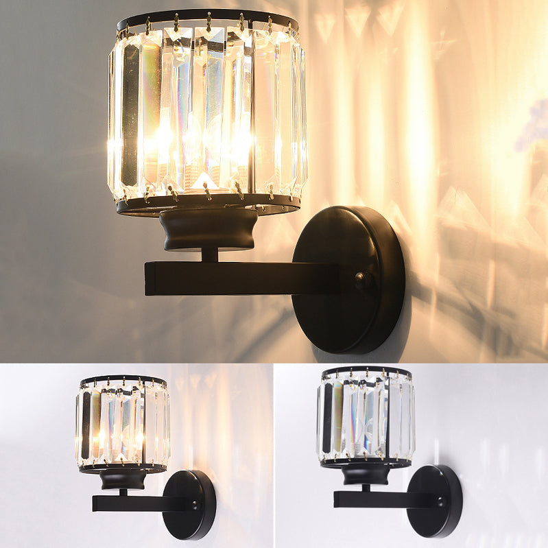 Crystal Half Cylinder Shape Wall Light Modern 1 Light Wall Light Sconce