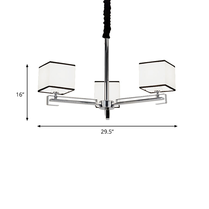 Tessuto lampada a ciondolo bianco quadrata 3/6/8 luci classiche lampadario lampadario per camera da letto