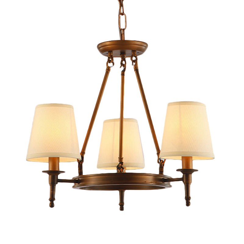 Konische Wohnzimmer Decke Kronleuchter klassischer Stoff 3/6/8 Lichter Antique Messing Hanging Fixture