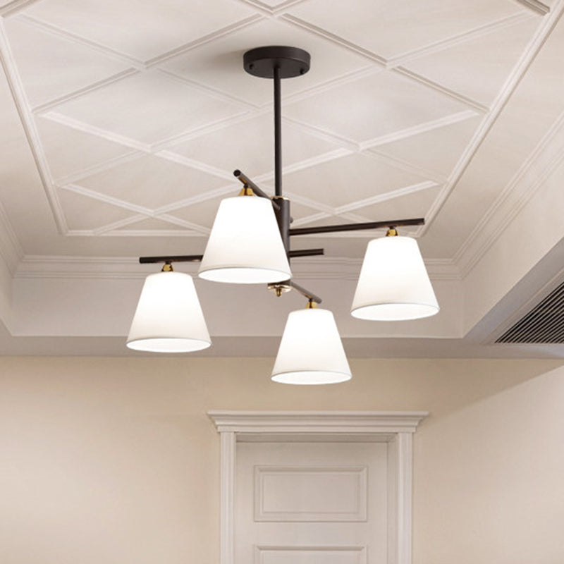 Tessuto lampadario conico a sospensione tradizionale tradizionale 4/6/8 luci soggiorno Luce a sospensione in nero/bianco/rosso