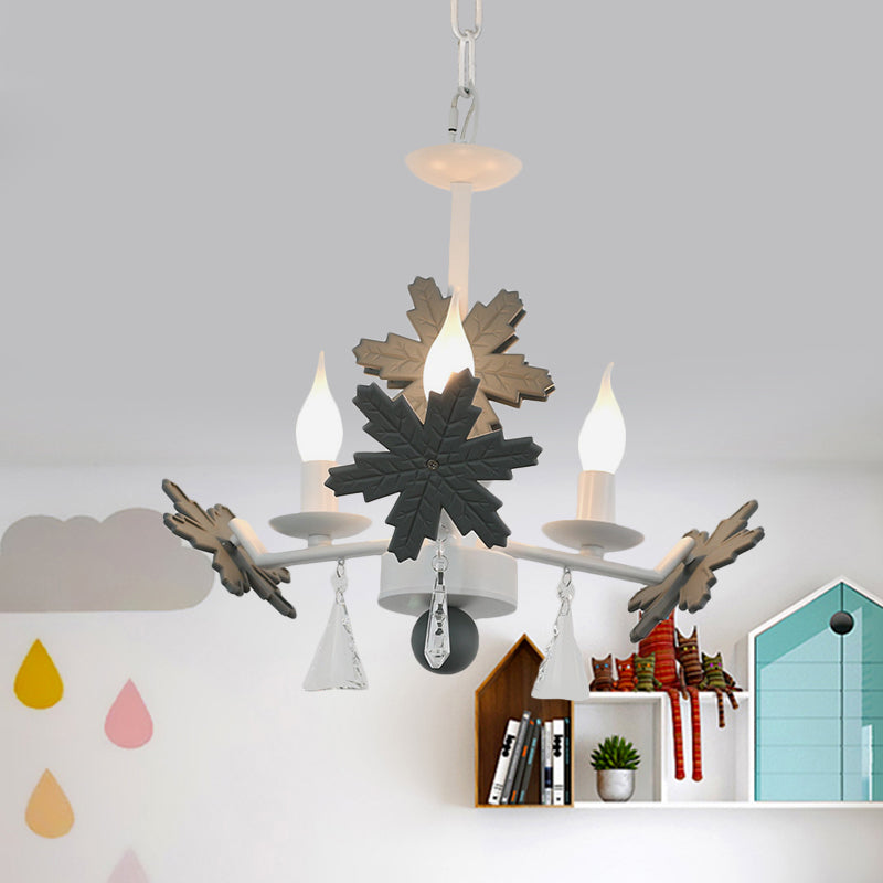 Kerze Kronleuchter helles Kinder klares Glas 3/6 Lichter grau/weiße Anhängerlampe mit K9 -Kristall- und Schneeflocken -Deco