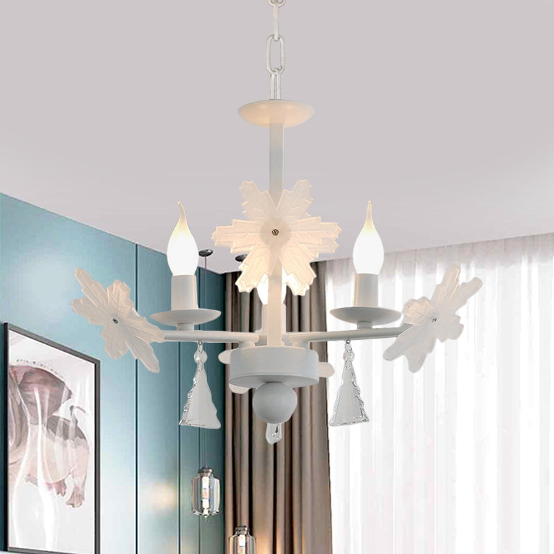 Kerze Kronleuchter helles Kinder klares Glas 3/6 Lichter grau/weiße Anhängerlampe mit K9 -Kristall- und Schneeflocken -Deco