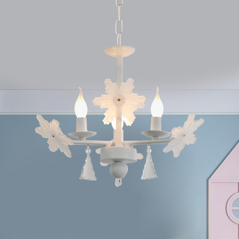 Kaarsenkroonluchter licht kinderen helder glas 3/6 lichten grijs/witte hanglamp met K9 Crystal en Snowflake Deco