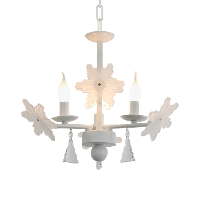 Kaarsenkroonluchter licht kinderen helder glas 3/6 lichten grijs/witte hanglamp met K9 Crystal en Snowflake Deco