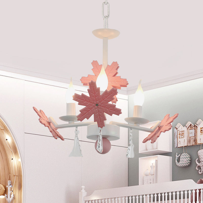 Kerze Kronleuchter helles Kinder klares Glas 3/6 Lichter grau/weiße Anhängerlampe mit K9 -Kristall- und Schneeflocken -Deco