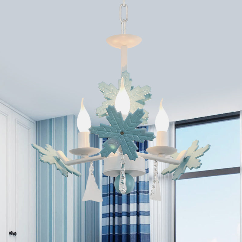 Kerze Kronleuchter helles Kinder klares Glas 3/6 Lichter grau/weiße Anhängerlampe mit K9 -Kristall- und Schneeflocken -Deco