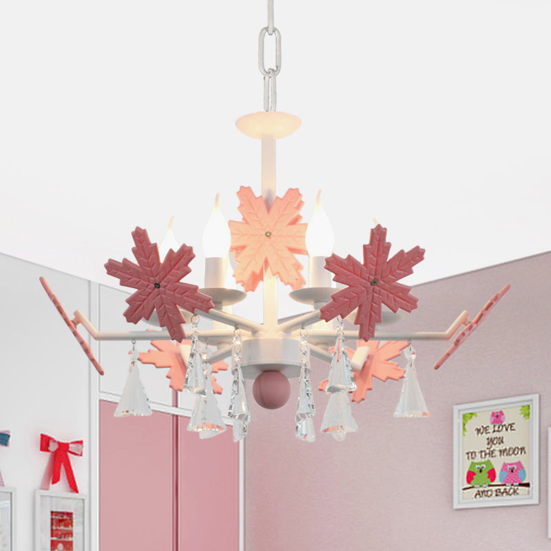 Kaarsenkroonluchter licht kinderen helder glas 3/6 lichten grijs/witte hanglamp met K9 Crystal en Snowflake Deco