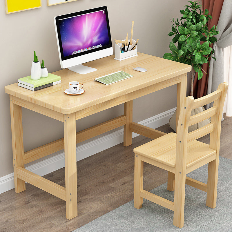 Modern H-shape Base Office Desk Rectangle Solid Wood Task Desk