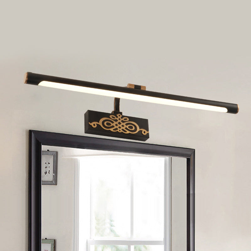 Black Elongated Vanity Light Fixture Classic Metal LED Bathroom Sconce Lamp in White/Warm/Natural Light, 16"/20"/24" L