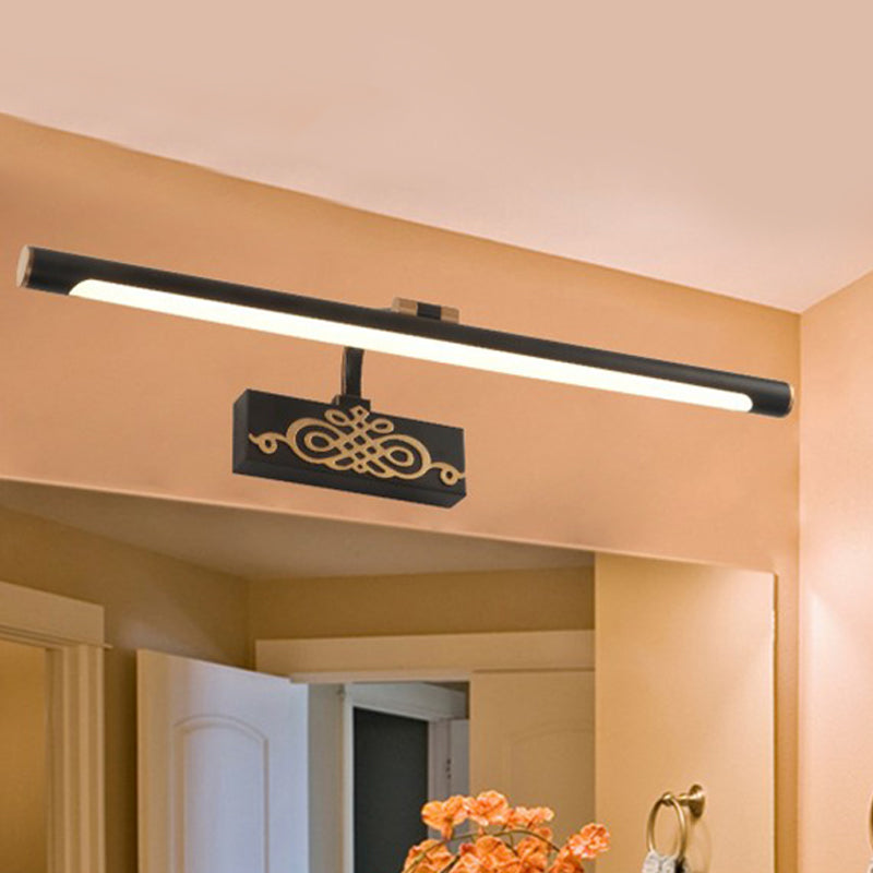 Black Elongated Vanity Light Fixture Classic Metal LED Bathroom Sconce Lamp in White/Warm/Natural Light, 16"/20"/24" L