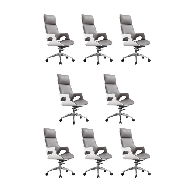 High / Mid Back Office Chair Grey Upholstered Desk Chair with Wheels