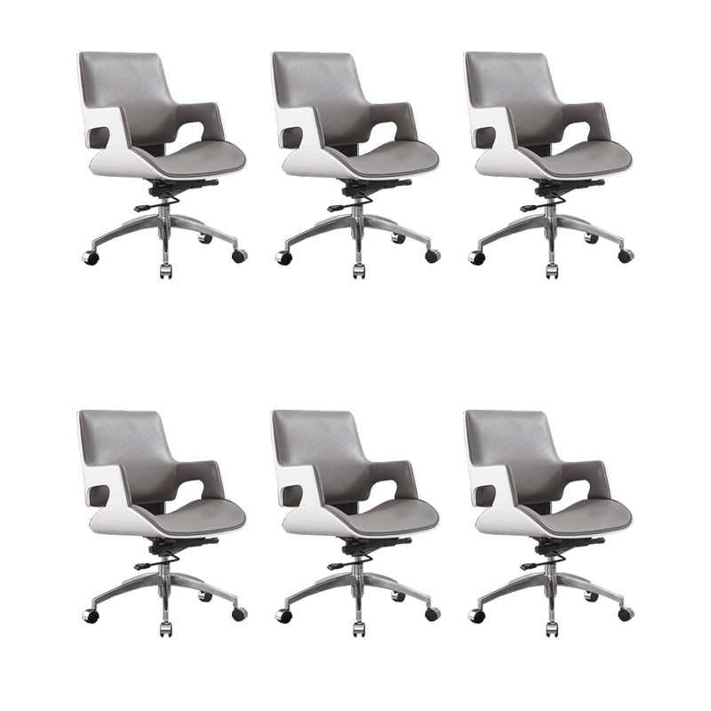 High / Mid Back Office Chair Grey Upholstered Desk Chair with Wheels