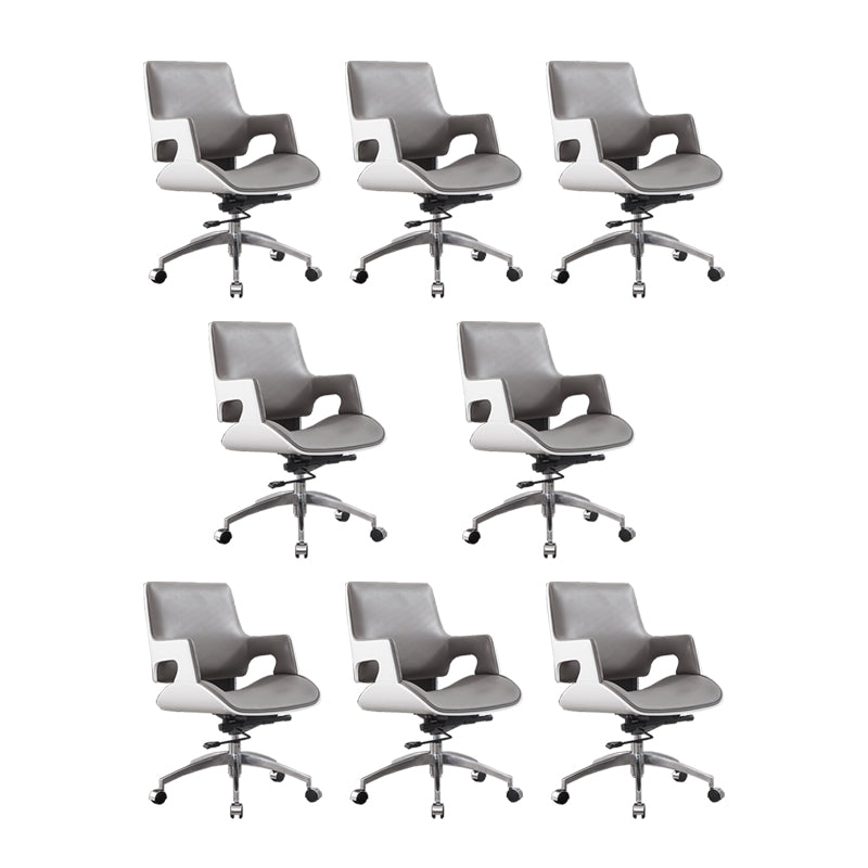 High / Mid Back Office Chair Grey Upholstered Desk Chair with Wheels