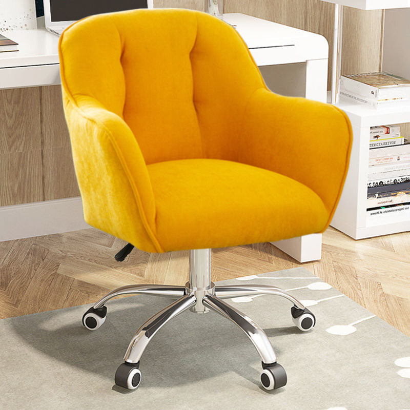 Mid Back Office Chair Rotatable Upholstered Desk Chair with Wheels