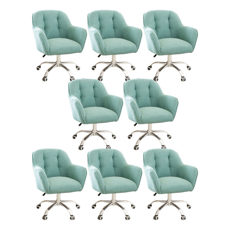 Mid Back Office Chair Rotatable Upholstered Desk Chair with Wheels