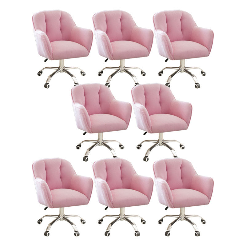 Mid Back Office Chair Rotatable Upholstered Desk Chair with Wheels