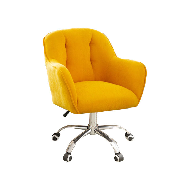 Mid Back Office Chair Rotatable Upholstered Desk Chair with Wheels