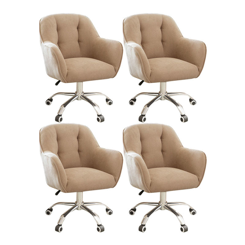 Mid Back Office Chair Rotatable Upholstered Desk Chair with Wheels