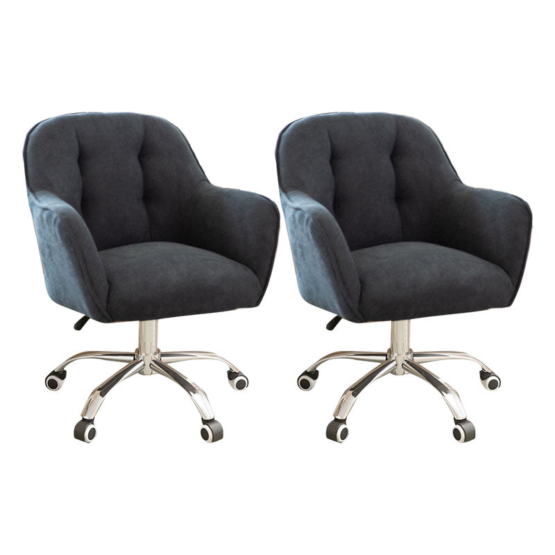 Mid Back Office Chair Rotatable Upholstered Desk Chair with Wheels