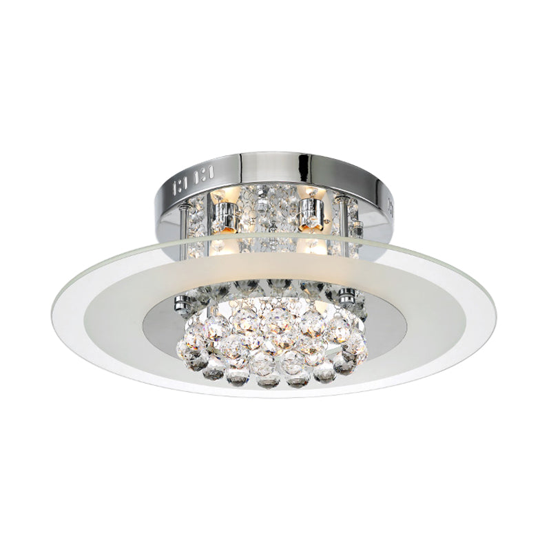 4 Lights Bedroom Flush Mount Contemporary Round Crystal Ceiling Lamp in Chrome