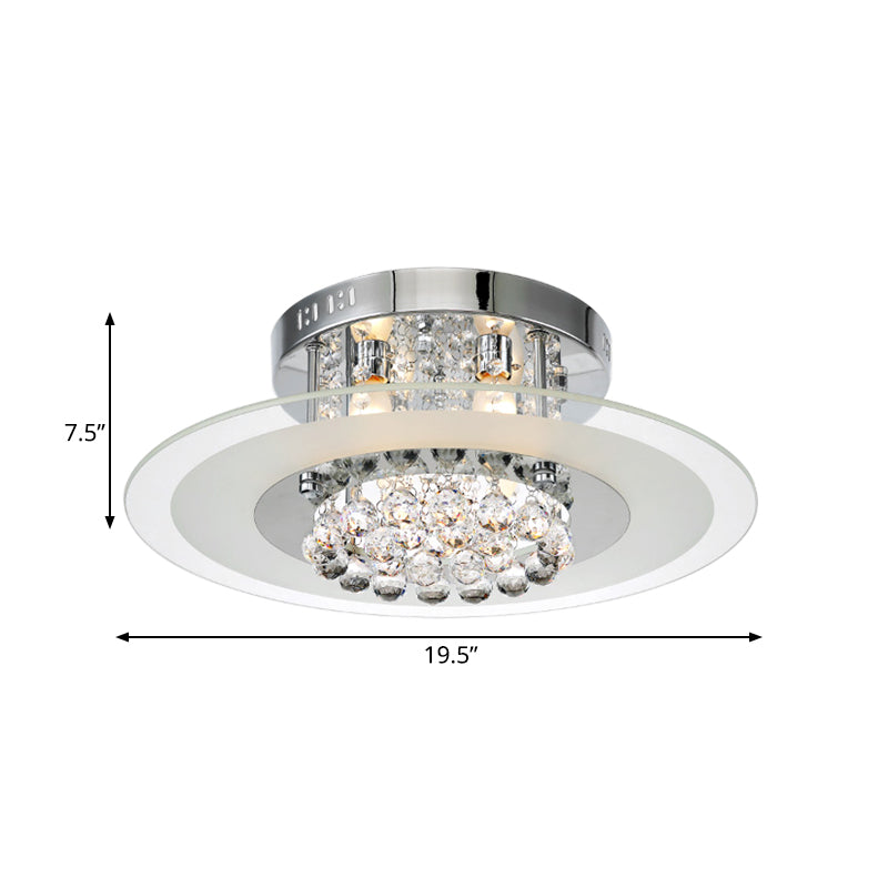 4 Lights Bedroom Flush Mount Contemporary Round Crystal Ceiling Lamp in Chrome