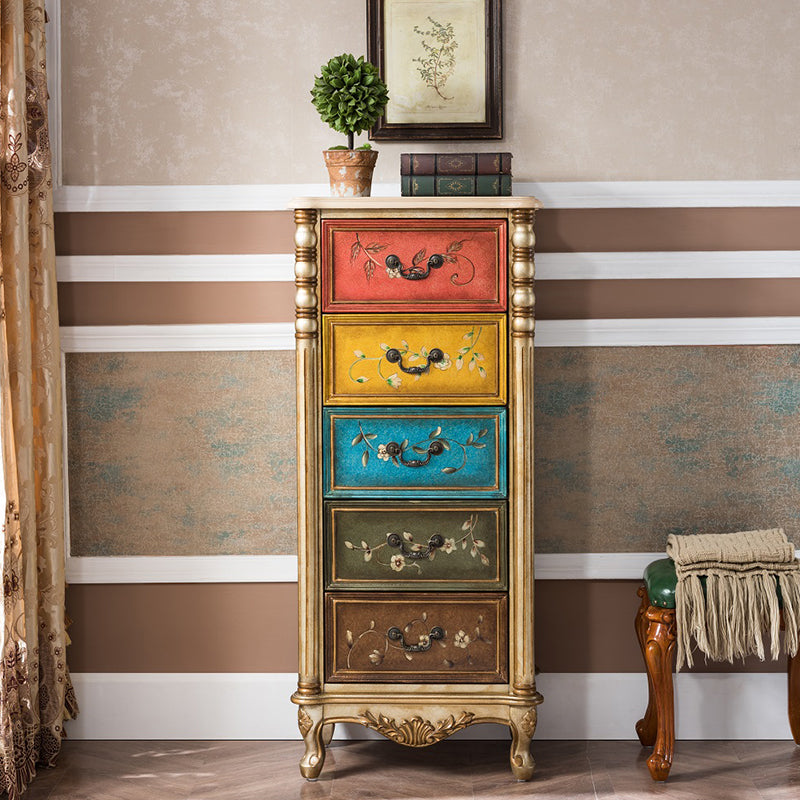 Rustic Wood Chest Vertical Chest with 3/4/5 Drawers for Bedroom