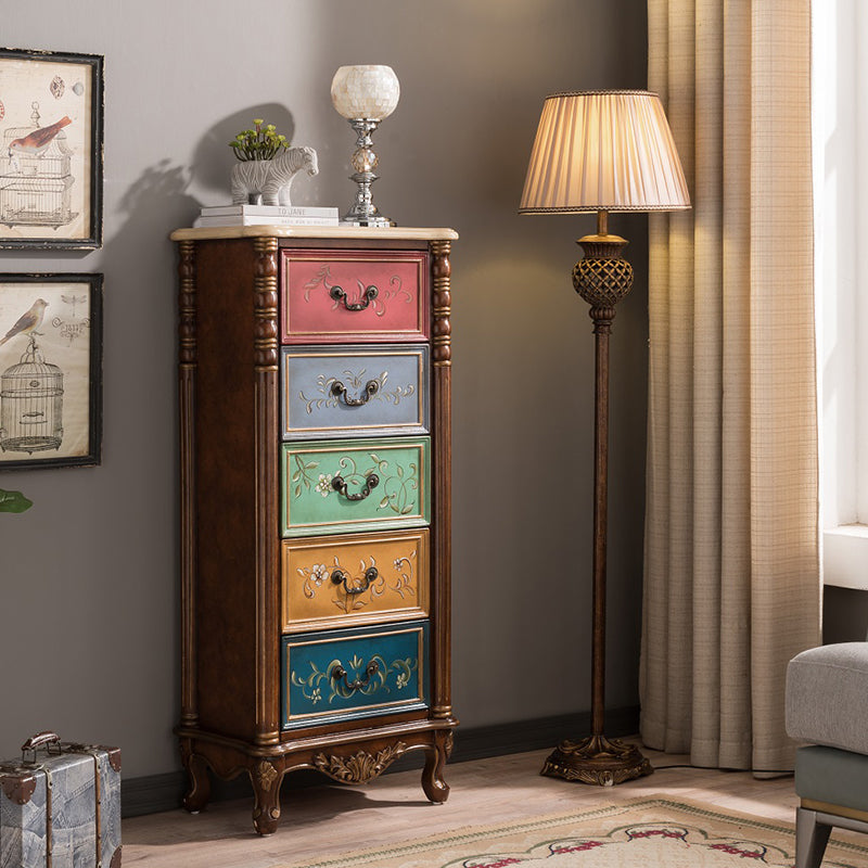 Rustic Wood Chest Vertical Chest with 3/4/5 Drawers for Bedroom