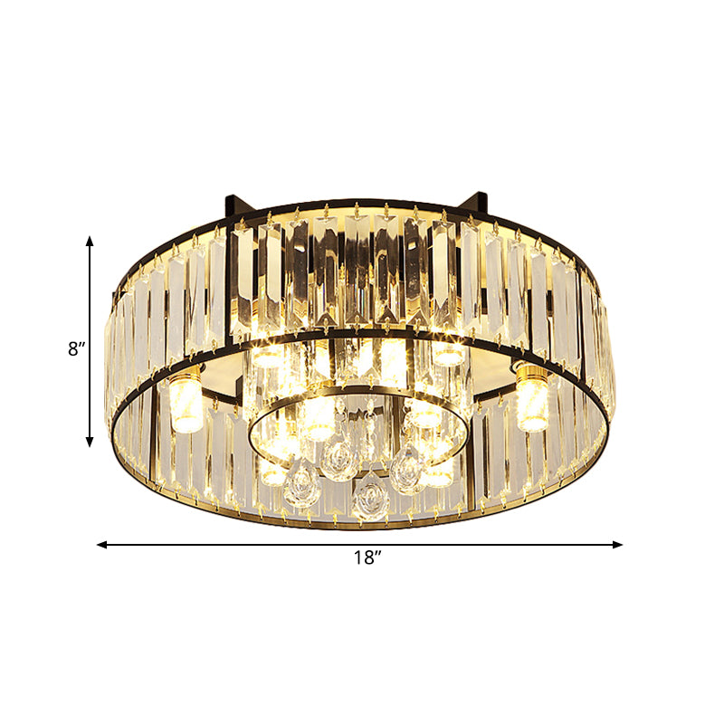 Round Iron Frame Flush Mount Light Modern 7/13-Light Ceiling Light Halterung mit Crystal Draping