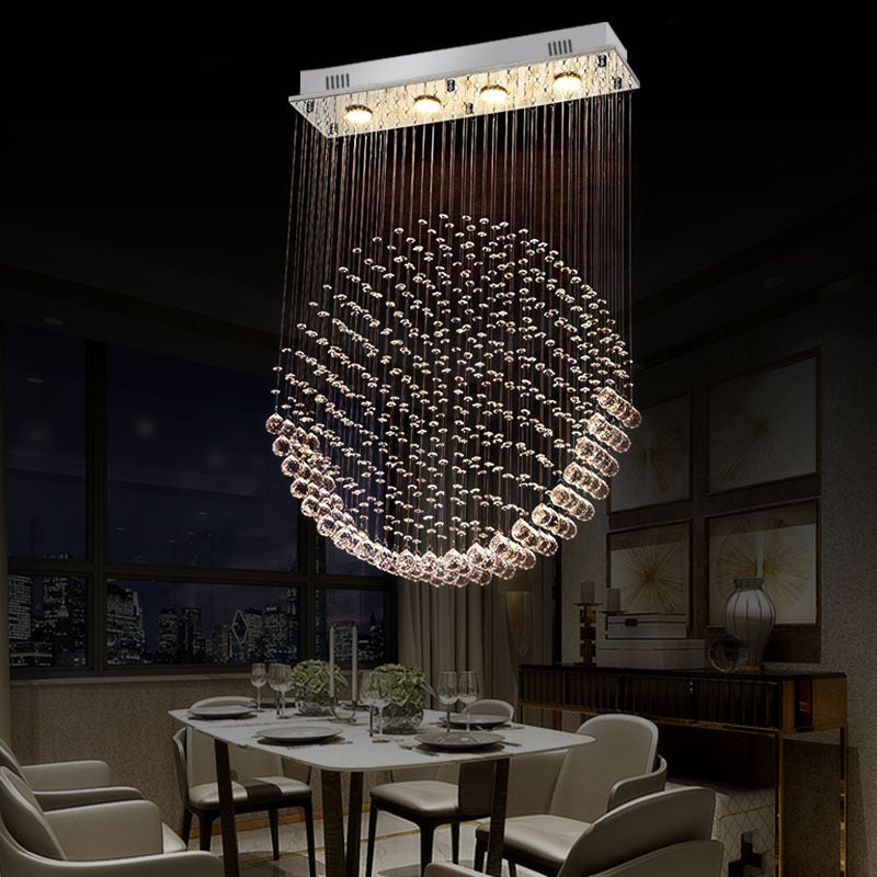 Round Shaped Dining Room Flushmount Lighting LED Modern Style Flush Light Fixture in Nickel