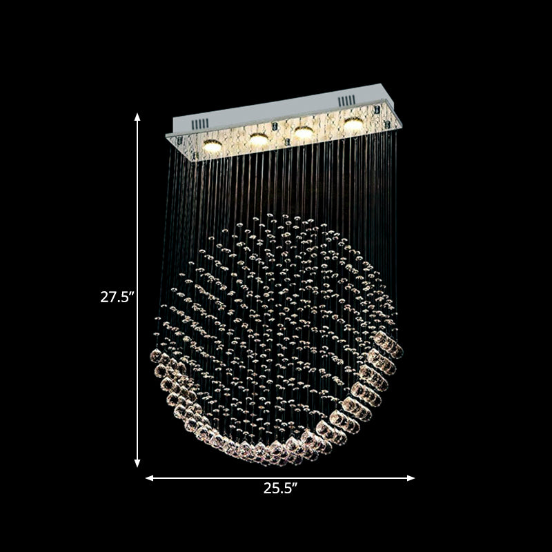 Round Shaped Dining Room Flushmount Lighting LED Modern Style Flush Light Fixture in Nickel