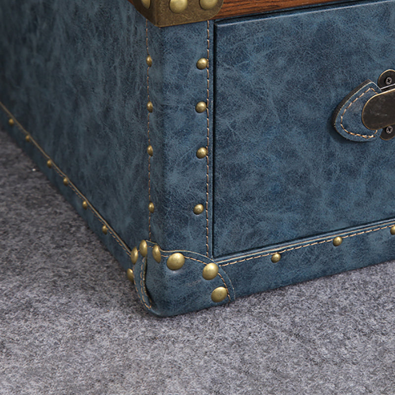 Rustic Leather Chest Vertical Chest with Drawers for Bedroom