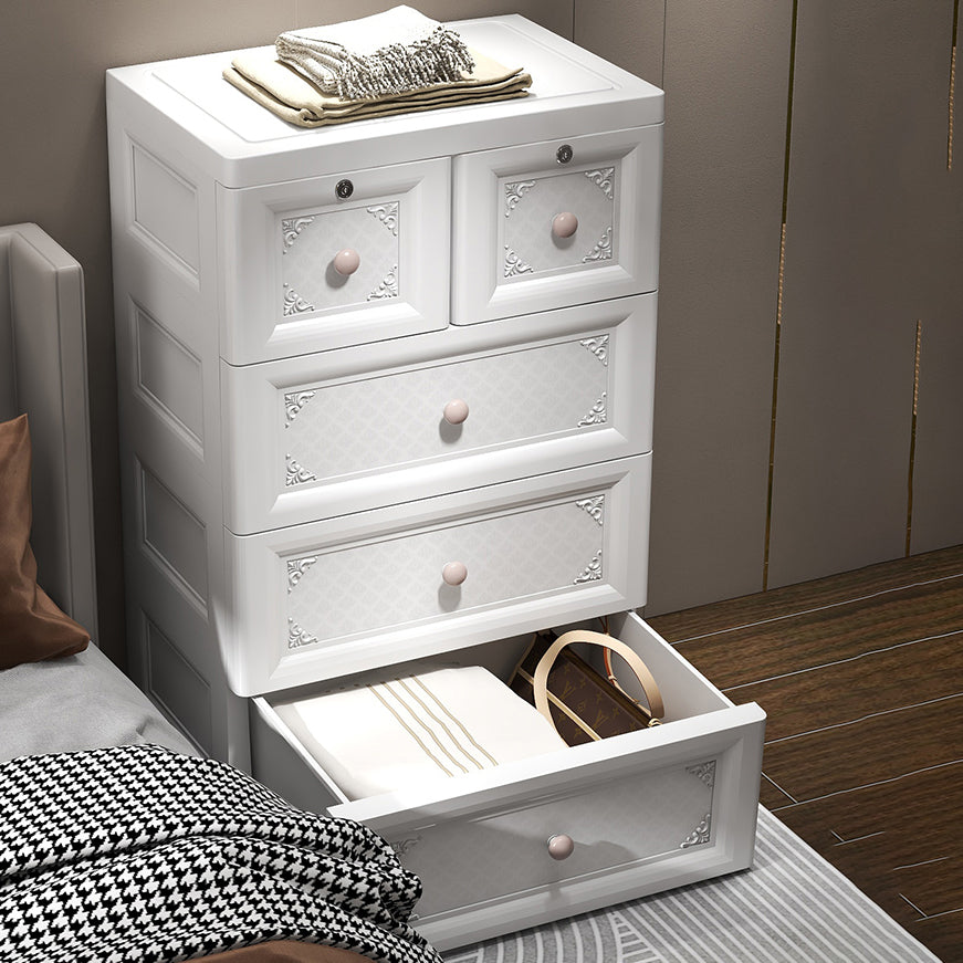 White/Blue/Green Lingerie Chest Contemporary Plastic Chest with Drawers for Bedroom