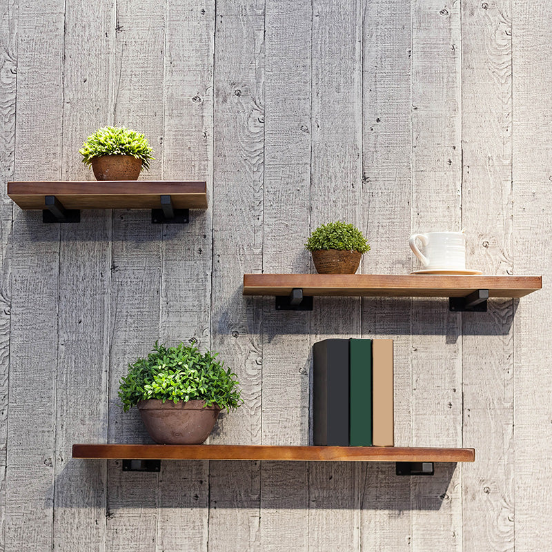 Modern Natural Bookcase Solid Wood Wall Mounted Bookshelf for Home Office