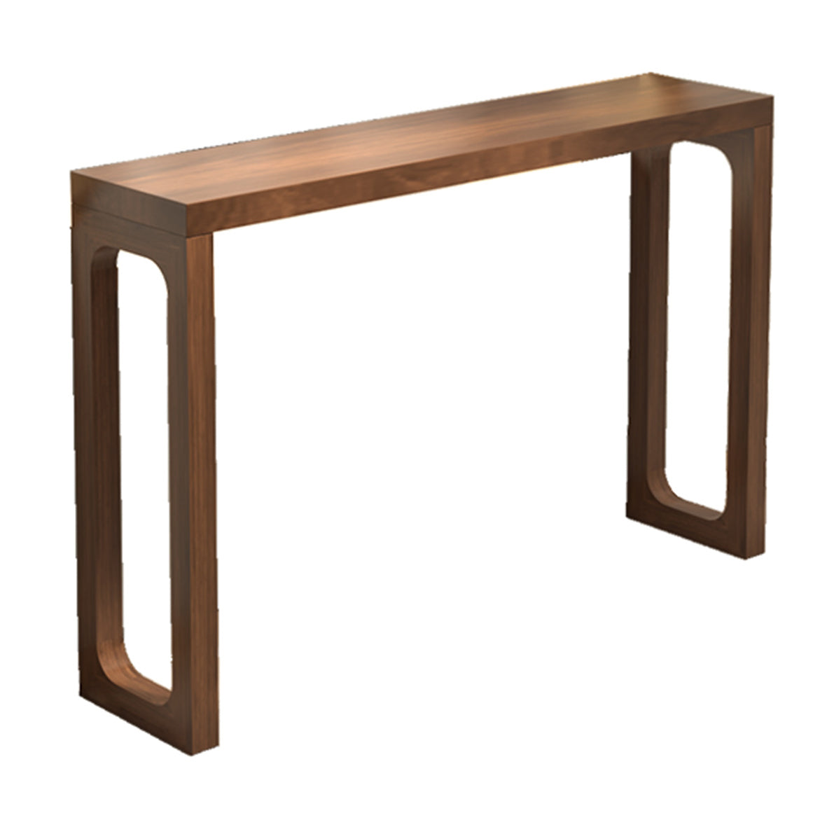 Mid-Century Modern Sofa Table Rectangle Sled Pine Dark Brown Console Table