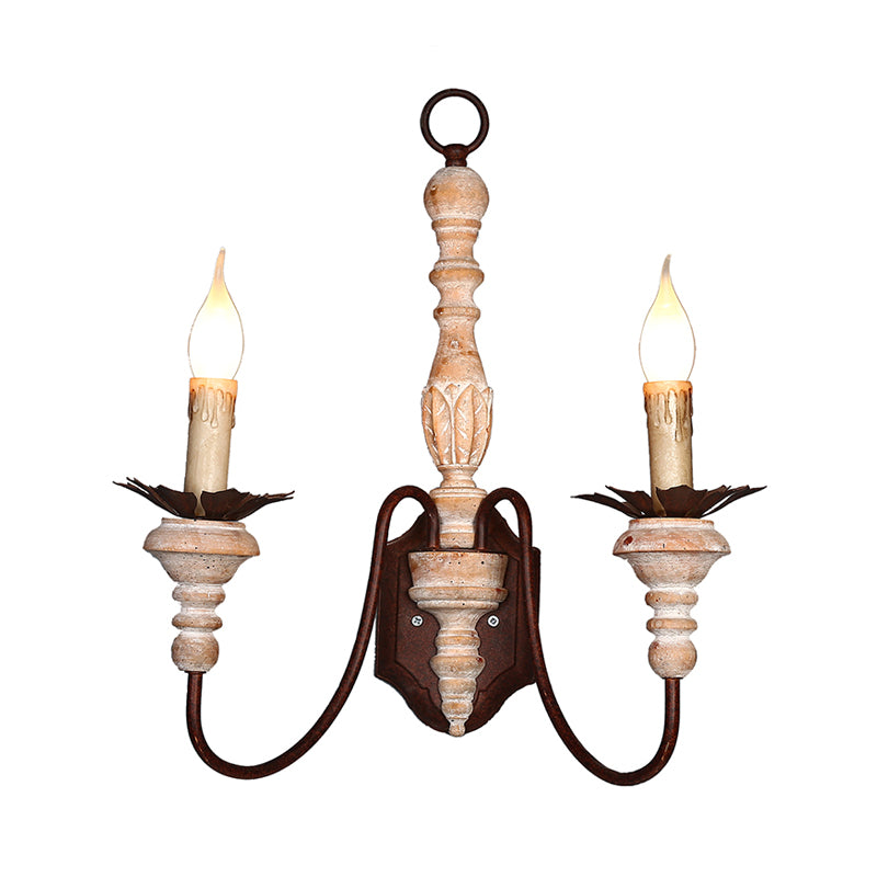 Luz de 2 luces Luz montado en la pared Candelabra Rustic Metal and Wood Splight Light for Corridor