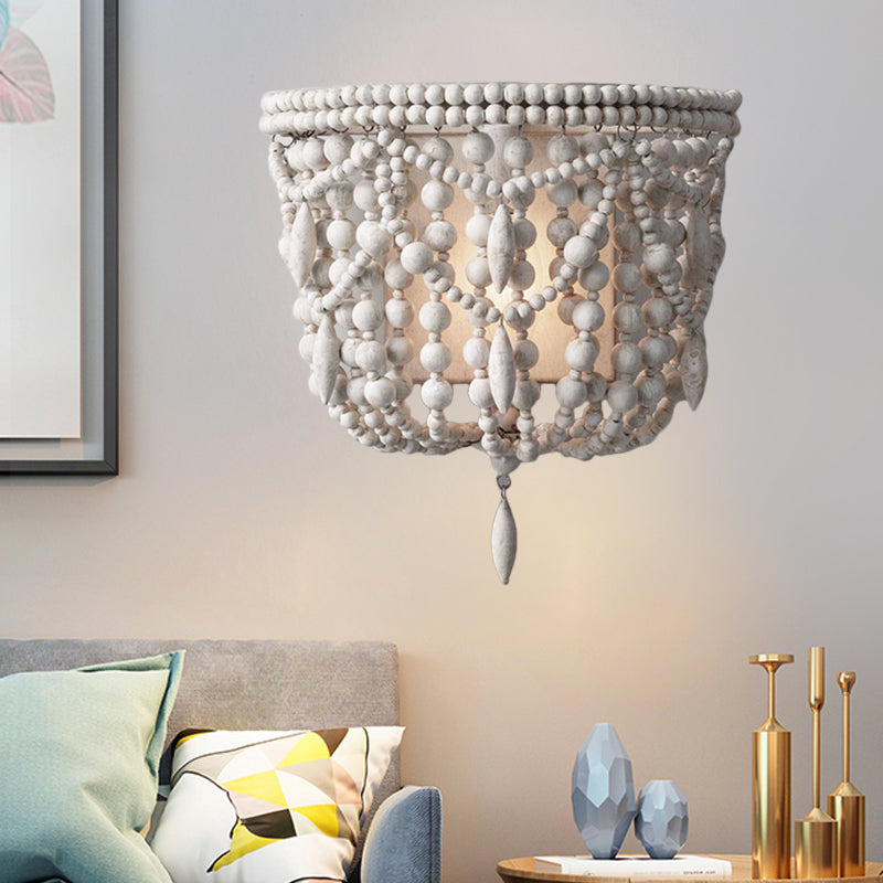 Mont mural perlé blanc Light Vintage Wood 1 Light Living Room Sconce Lightture