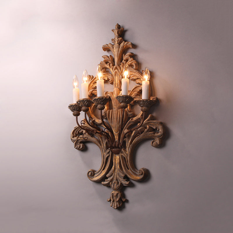 5 lumières Candle Ponce Light Vintage Wood Finis