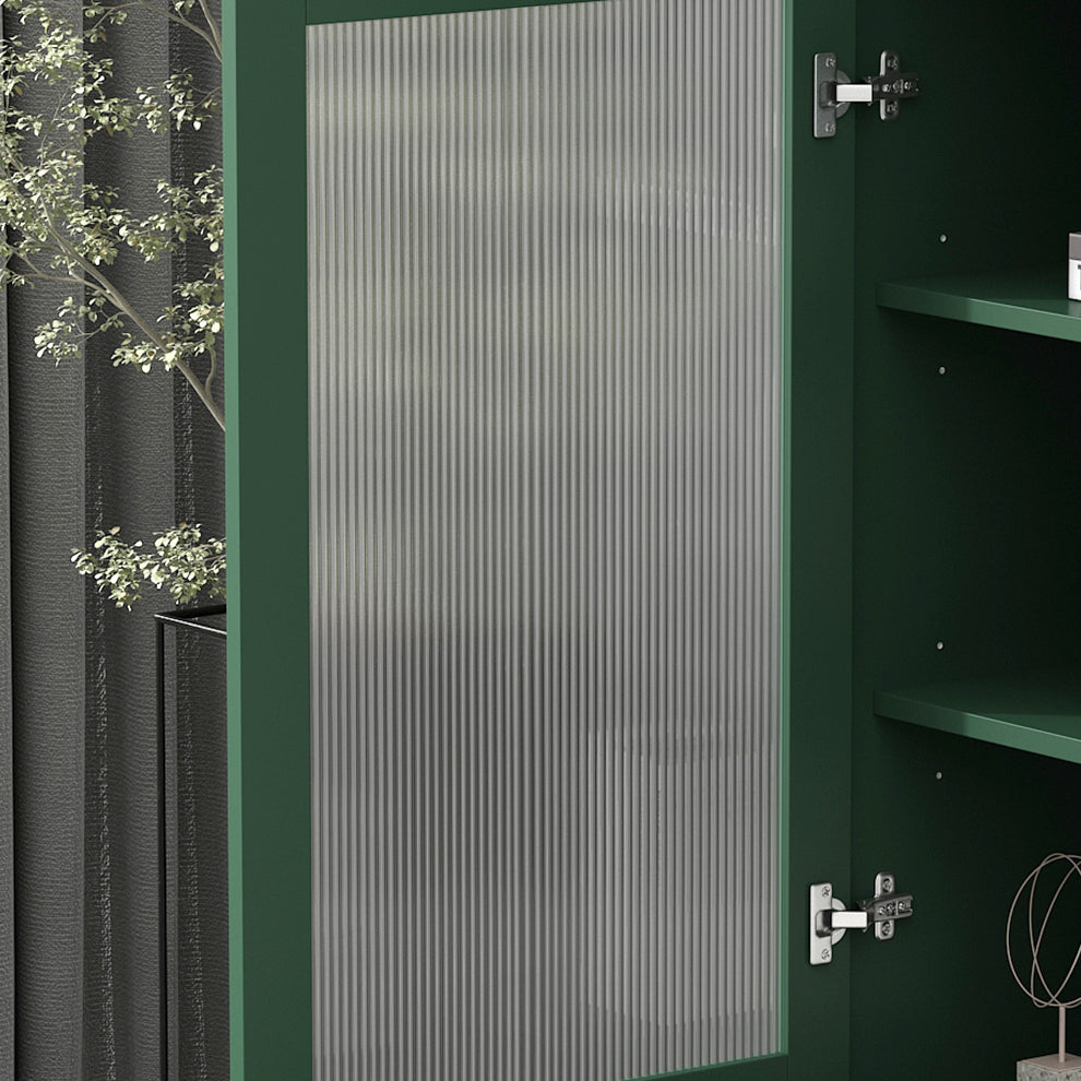 Contemporary Wooden Accent Cabinet with Glass Door and 2 Drawers