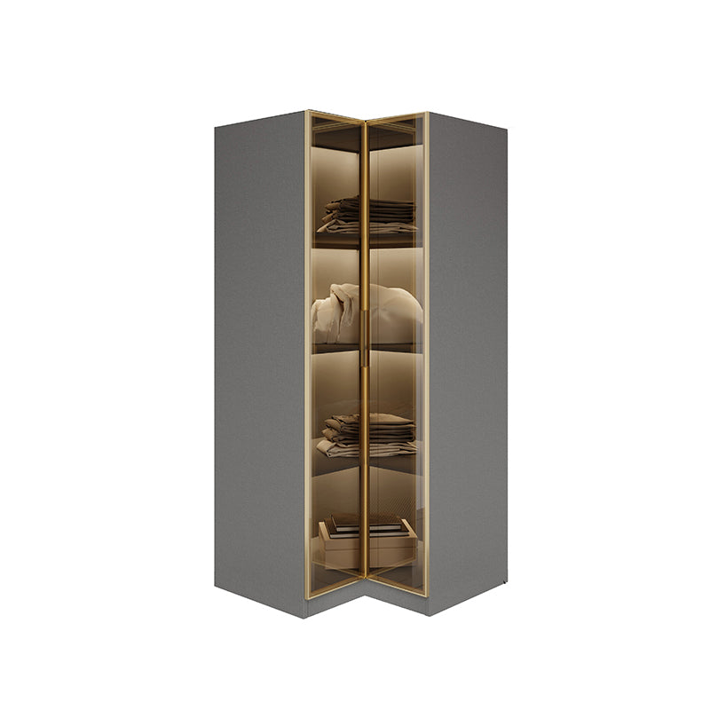 Glass and Wood Wardrobe Armoire Contemporary Wardrobe Closet