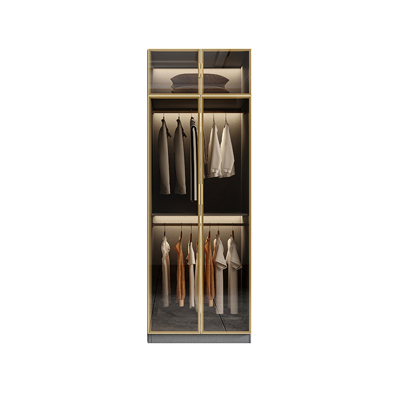 Glass and Wood Wardrobe Armoire Contemporary Wardrobe Closet