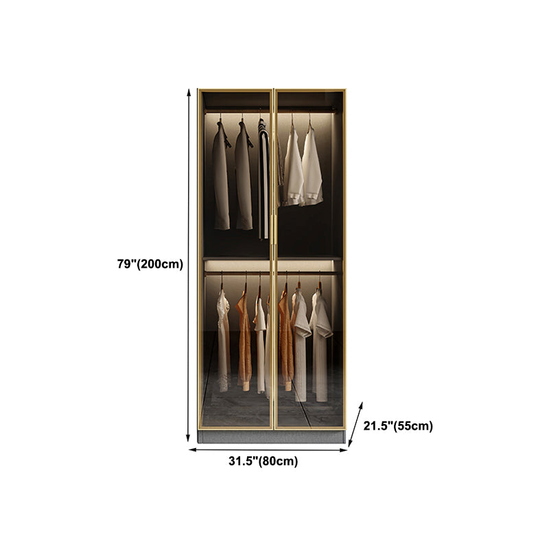 Glass and Wood Wardrobe Armoire Contemporary Wardrobe Closet