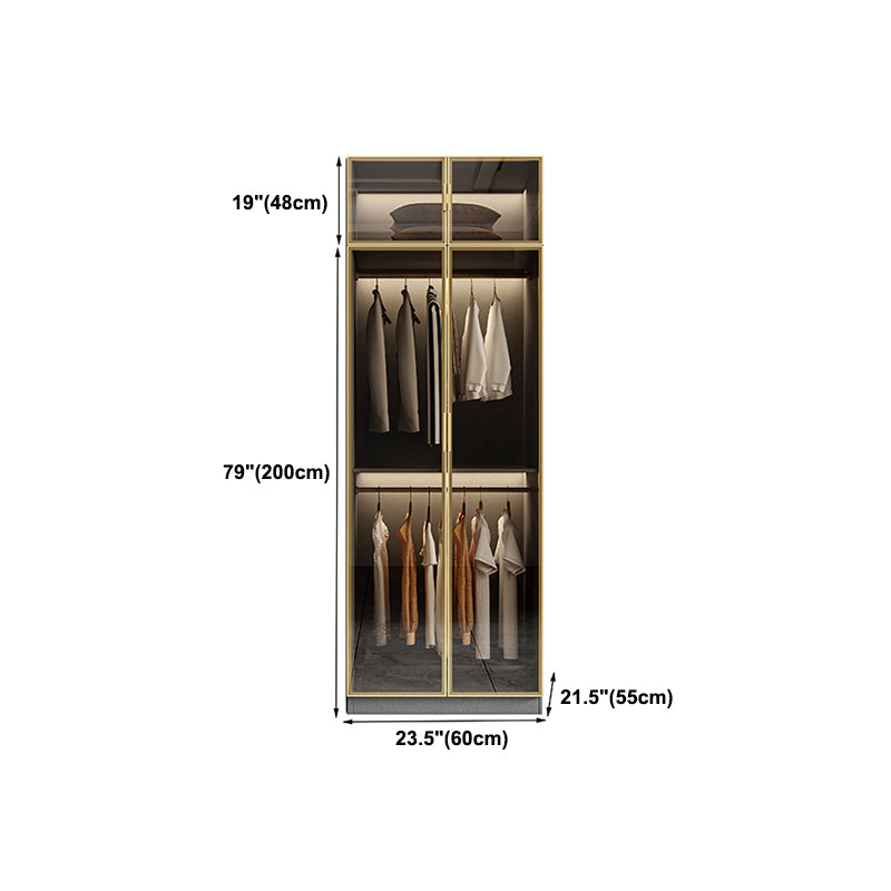 Glass and Wood Wardrobe Armoire Contemporary Wardrobe Closet