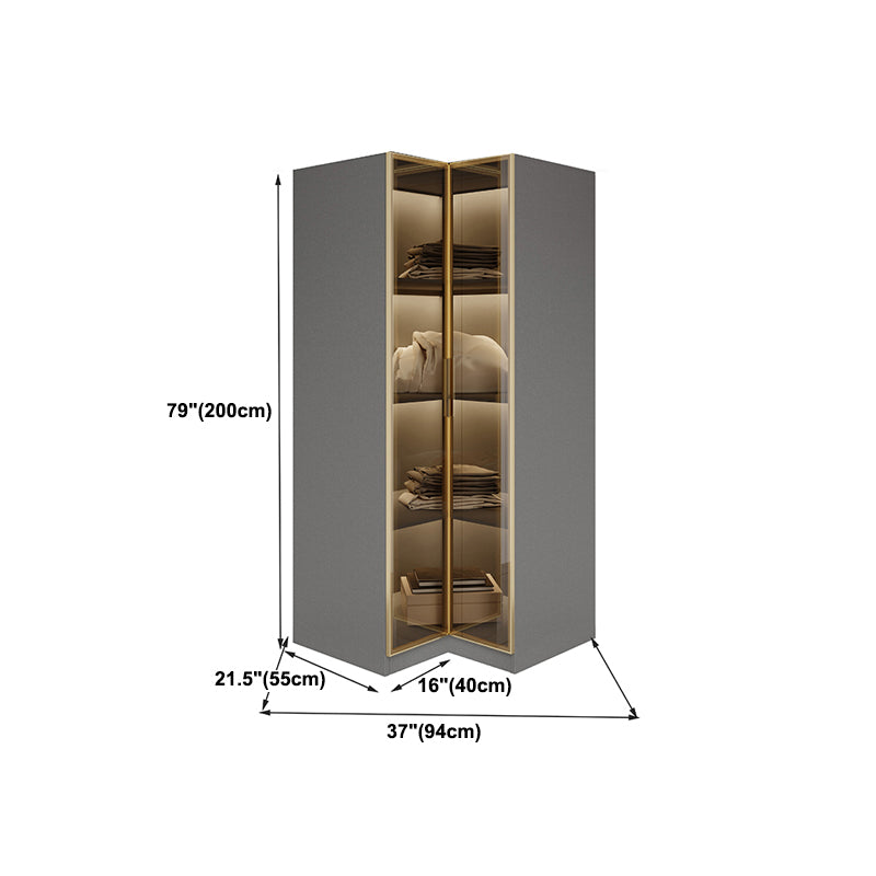 Glass and Wood Wardrobe Armoire Contemporary Wardrobe Closet