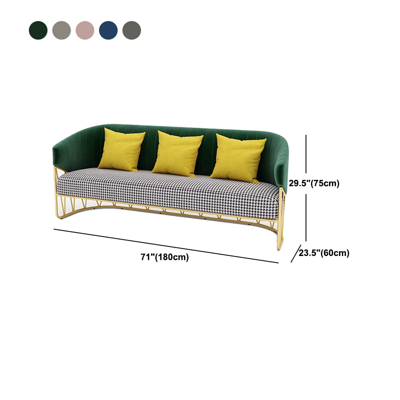 23.62" W x 29.52" H Velvet Tuxedo Arm Sofa Contemporary Standard Sewn Pillow Back Sofa