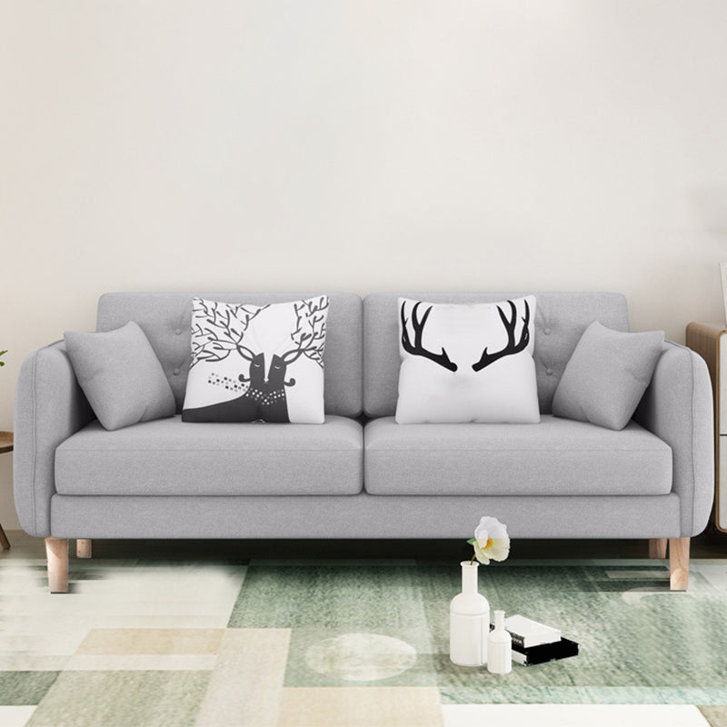 Contemporary Standard Square Arm Linen Stationary Beige Settee