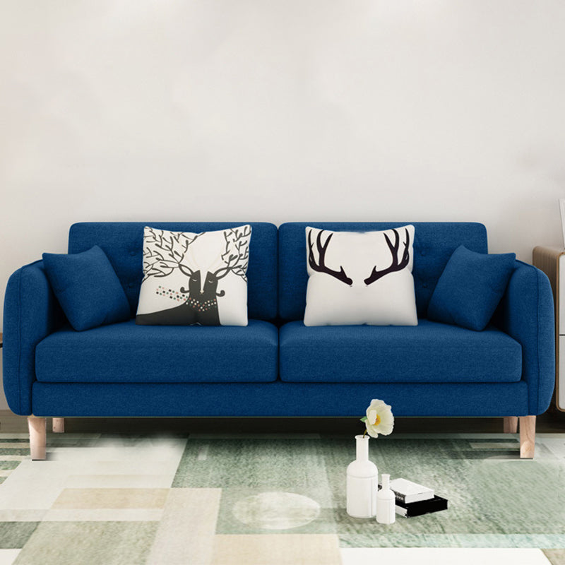 Contemporary Standard Square Arm Linen Stationary Beige Settee