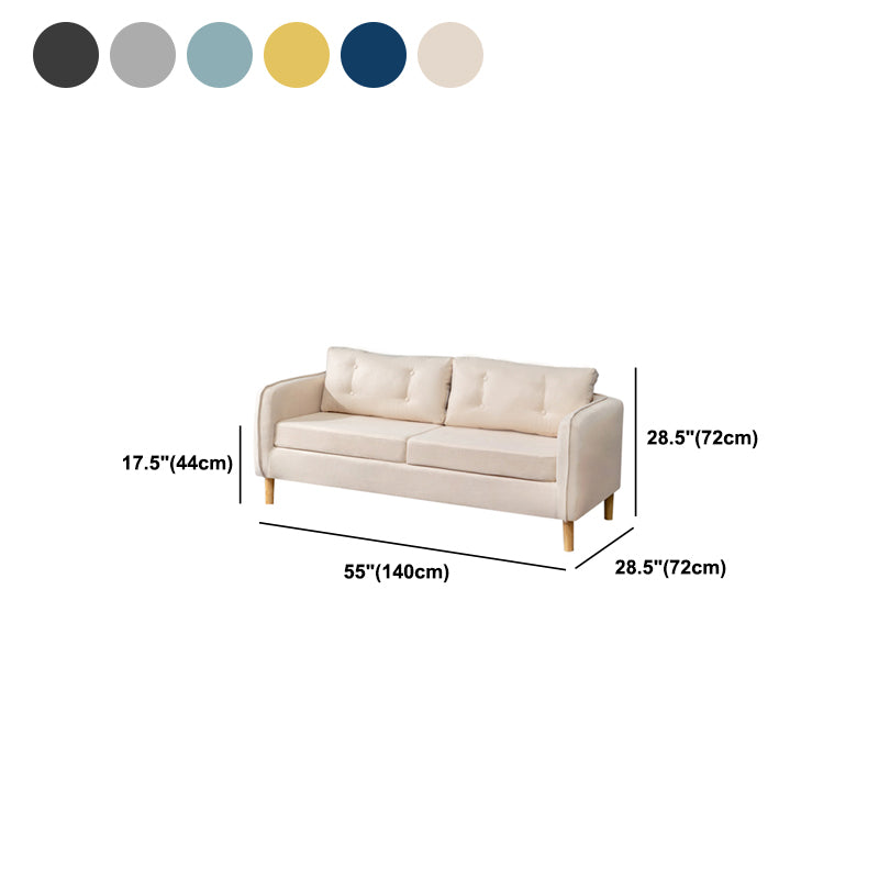 Contemporary Standard Square Arm Linen Stationary Beige Settee